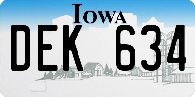 IA license plate DEK634
