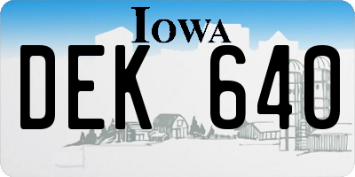 IA license plate DEK640