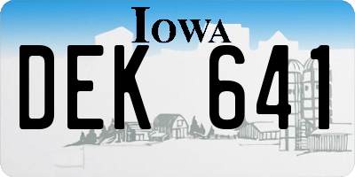 IA license plate DEK641