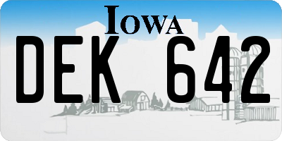 IA license plate DEK642