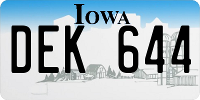 IA license plate DEK644
