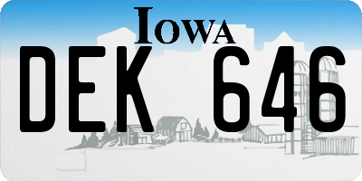 IA license plate DEK646