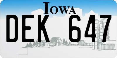 IA license plate DEK647