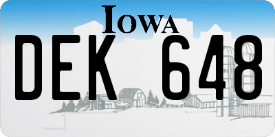 IA license plate DEK648
