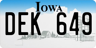 IA license plate DEK649