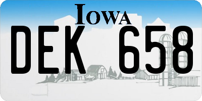 IA license plate DEK658