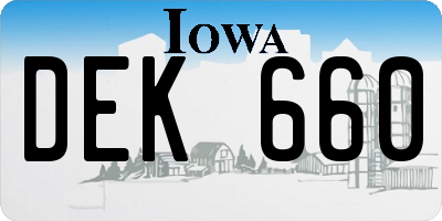 IA license plate DEK660