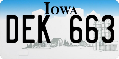 IA license plate DEK663