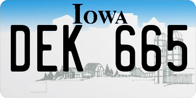 IA license plate DEK665