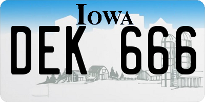 IA license plate DEK666