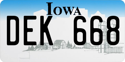 IA license plate DEK668
