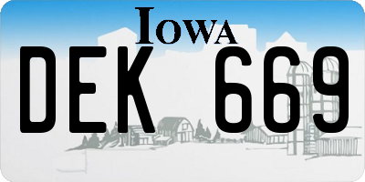 IA license plate DEK669