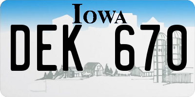 IA license plate DEK670