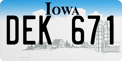 IA license plate DEK671