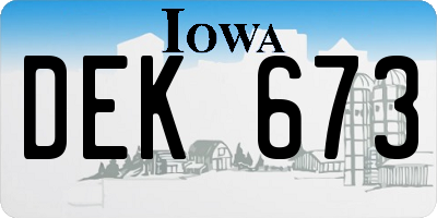 IA license plate DEK673