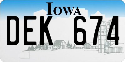 IA license plate DEK674