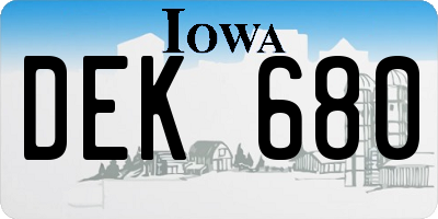 IA license plate DEK680
