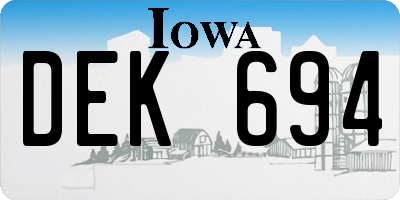 IA license plate DEK694