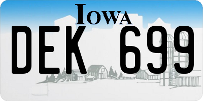 IA license plate DEK699