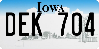IA license plate DEK704