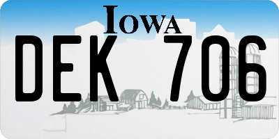 IA license plate DEK706