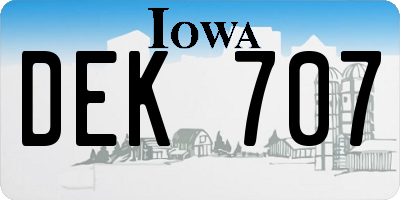 IA license plate DEK707