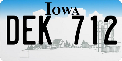 IA license plate DEK712