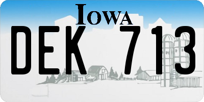 IA license plate DEK713