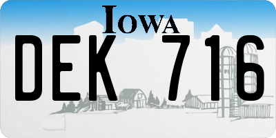 IA license plate DEK716