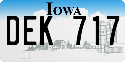 IA license plate DEK717