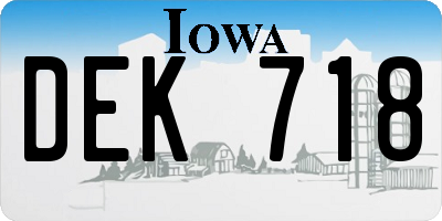 IA license plate DEK718