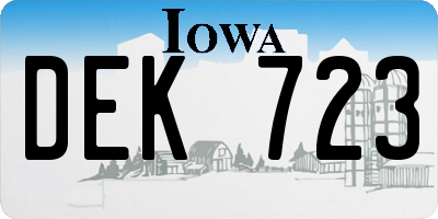 IA license plate DEK723
