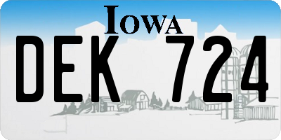 IA license plate DEK724