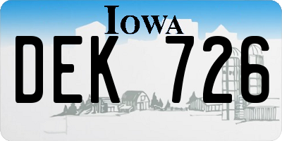 IA license plate DEK726