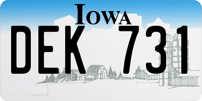 IA license plate DEK731