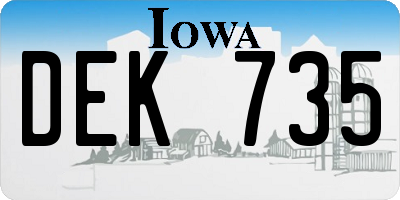 IA license plate DEK735