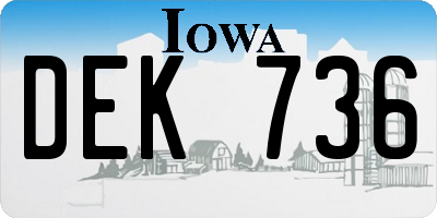 IA license plate DEK736