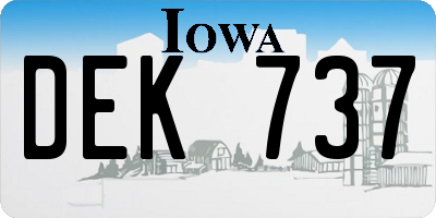 IA license plate DEK737