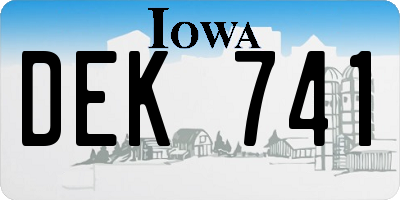 IA license plate DEK741