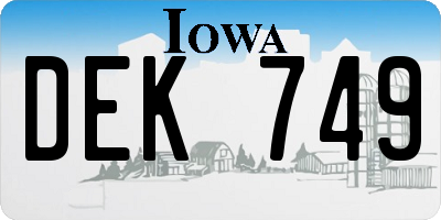 IA license plate DEK749