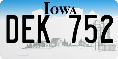 IA license plate DEK752