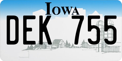 IA license plate DEK755