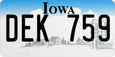 IA license plate DEK759