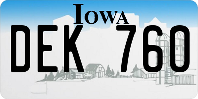 IA license plate DEK760