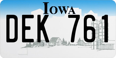 IA license plate DEK761
