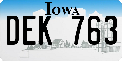 IA license plate DEK763