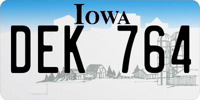 IA license plate DEK764