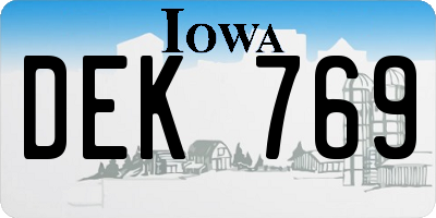 IA license plate DEK769