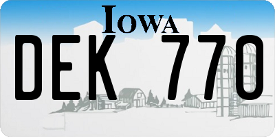 IA license plate DEK770