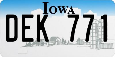 IA license plate DEK771
